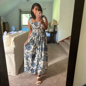 Floral maxi dress with tie straps